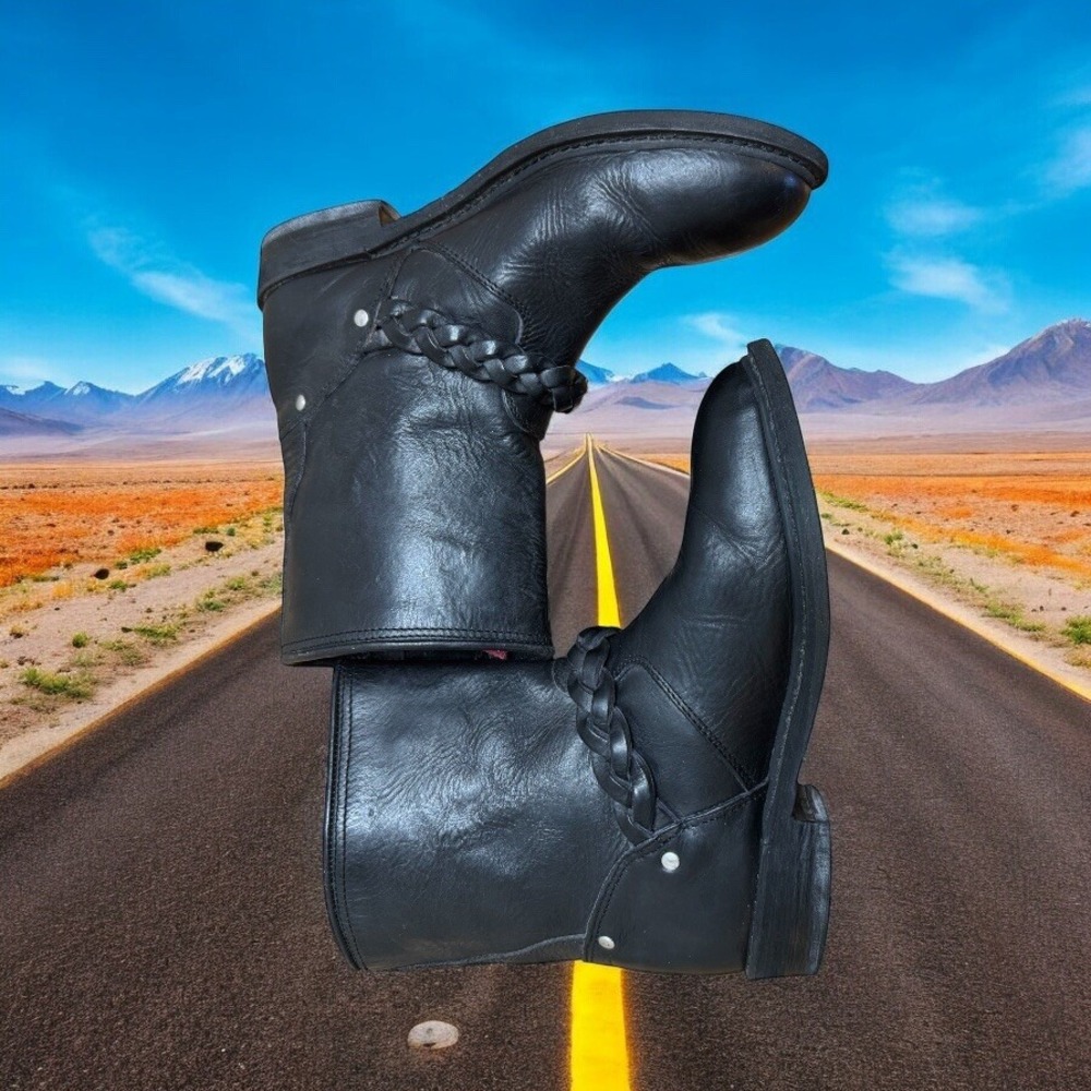 RARE-GOLDEN GOOSE Bikers Deluxe‎ Brand Braided Black Leather Buckle Boots Moto 6 - Picture 6 of 9